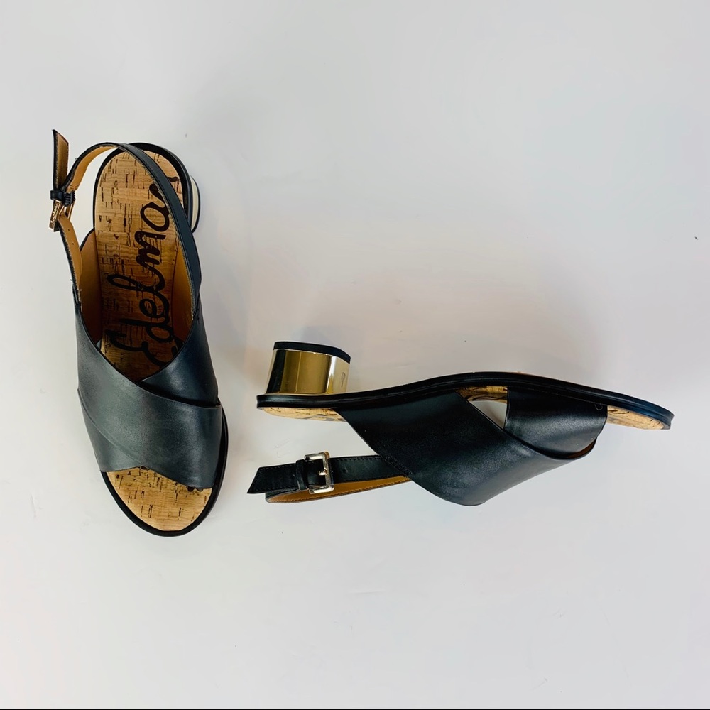 Sam Edelman Heels 7.5 Slingback Vegan Gold Heels - Picture 2 of 8